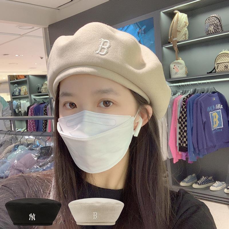 Boston Baseball Cap Winter Hat Autumn and Winter New Style Beret Embroidery Painter Cap