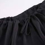 Julia Fox Low Rise Jeans Draping Comfortable Fabric Loose Wide Leg Pants Elastic Waistband Lace-up Mop Pants