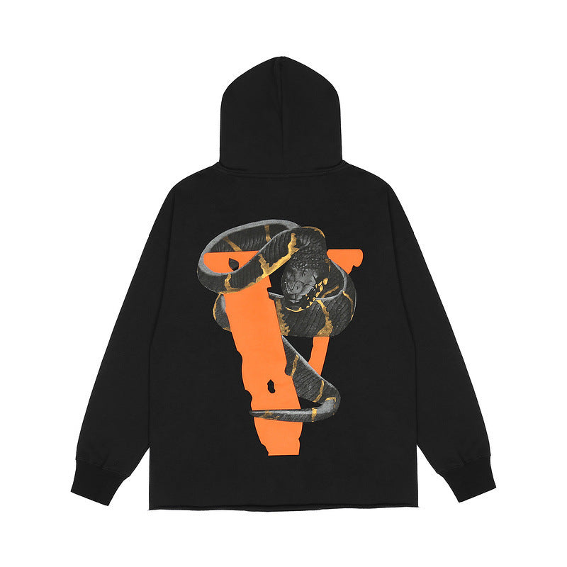 Vlone Hoodie Autumn And Winter Leisure Cotton Hoodie Big V Python Printed Hoodie