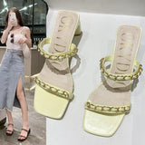 High Heels Slippers Summer Chunky Heel Chain High Heel Fashion Sandals