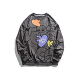 Crew Neck Sweatshirts for Men Men's Autumn Cartoon Full Printed round Neck Sweater Loose Casual