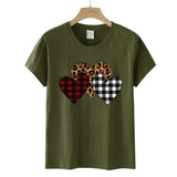 Valentine's Day T Shirts Couples Color Leopard Print Heart Printing Pullover Short Sleeve T-shirt