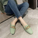 Finn Chain Pointed Toe Mule Summer Low Heel Pump Women's Chain Breathable Closed Toe Women's Shoes