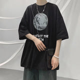Men T-Shirts Loose Half Sleeve Print