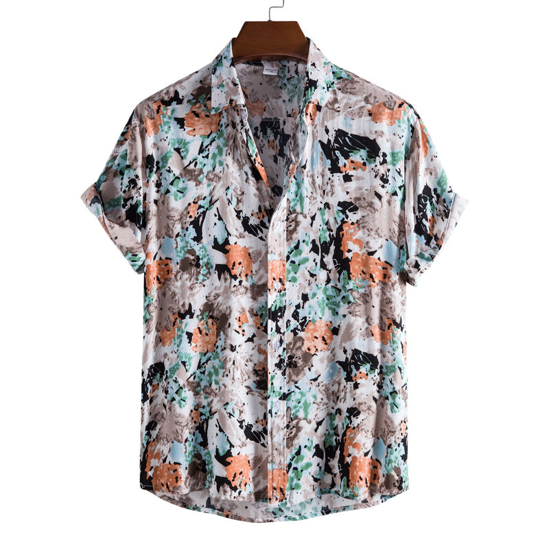 Camp Collar Shirt Short Sleeve Print