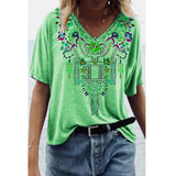 Modern Gypsy Outfits Romanian Gypsy Outfits Amazon Wish Independent Station Best Selling Women's Clothes 2021 Spring and Summer New Printed Ethnic Style V-neck Short Sleeve T-shirt