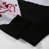 Men Sweater Cartoon Contrasting Color Jacquard Sweater Men's Loose round Neck Sweater Head Shirt