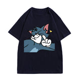 Tom And Jerry T Shirt Loose Half Sleeve Print
