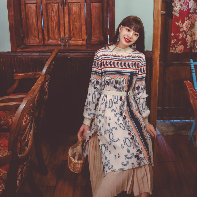 Coachella Music Festival Outfits Vintage Ethnic Print Loose Dress