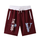 Vlone Shorts Letter Large V Printed Men'S Casual Shorts Summer Loose