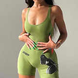 Summer Fashion Printed Sexy Sheath Tight Casual Fitness Sports Jumpsuit