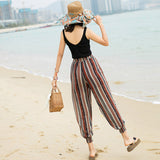 Coachella Music Festival Outfits Seaside Vacation Beach Pants Women's Loose Slimming Large Size Retro