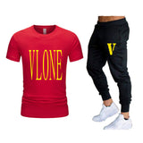Vlone T Shirts & Pants 2 Piece Set Short-Sleeved Trousers Casual Summer Trousers For Men