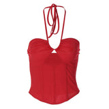 Vintage Y2g Shirts Women's Sexy Bandeau Solid Color Top