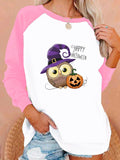 Halloween Costumes Printing Capless round Neck Contrast Color Sweatshirt Women