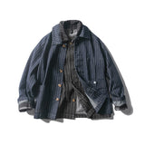Men Denim Jackets Casual Vertical Stripes Loose Youth Denim