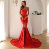 Skin Tight Long Dresses Dress Solid Color Gown