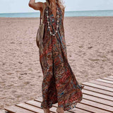 Gypsy Style Dresses Printed V-neck Halter Bohemian