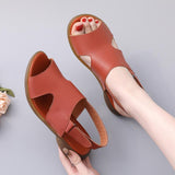 Highway Flat Sandals Summer Vintage Soft Bottom Flat Heel Women's Sandals Genuine Leather Strap Sandals for Women