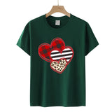 Valentine's Day T Shirts Couples Leopard Print Heart Printing Women's Pullover T-shirt