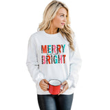 Merry and Bright Sweatshirts Rainbow Letter Printing Stitching Design Sweater