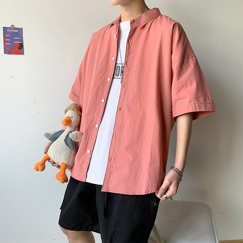 Men Shirts Short Sleeve Shirt Baggy Coat