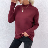 Women Pullover Knit Sweater Autumn and Winter Solid Color Turtleneck Sweater Women's Top
