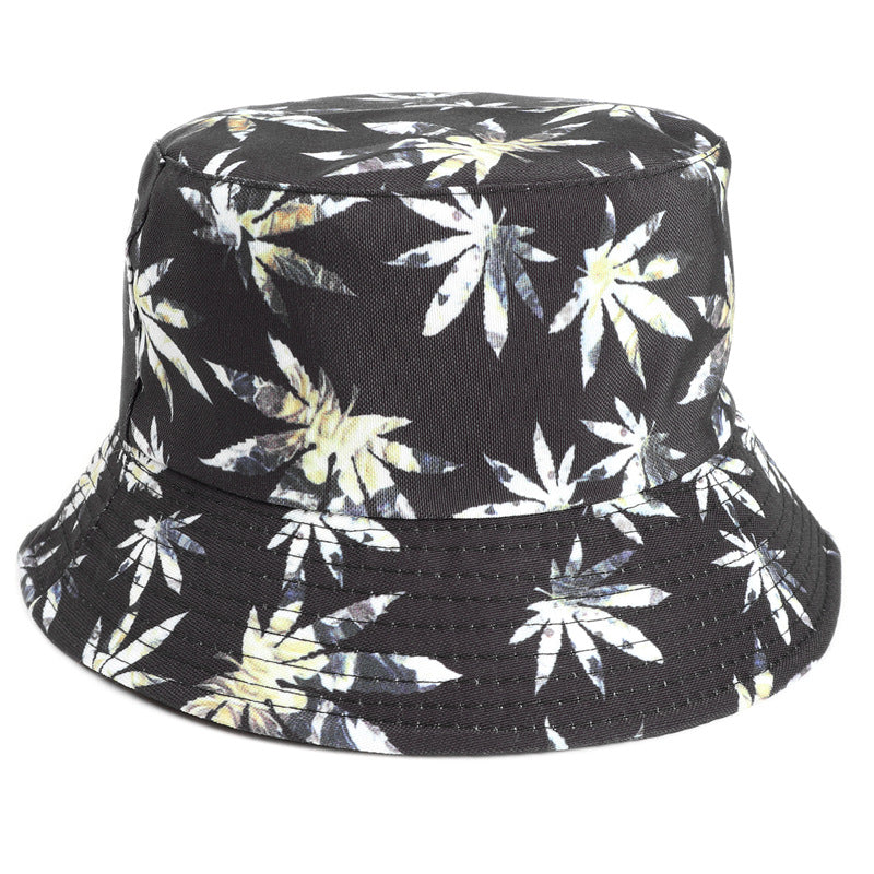 Bucket Hat Fishing Cap Cotton Print Fisherman Hat Maple Leaf Hat Female Outdoor Leisure Basin Hat