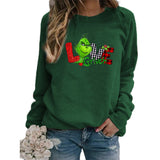 Men and Women Grinch Sweater Christmas Grinch Love Printed Crew Neck Sweatshirt Autumn and Winter