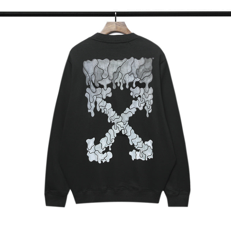 Off White Sweatshirts Pattern Crew Neck Pullover Sweatshirt Ow Men'S And Women'S Loose Coat