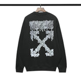 Off White Sweatshirts Pattern Crew Neck Pullover Sweatshirt Ow Men'S And Women'S Loose Coat