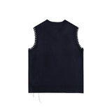 Men Sweater Hand Stitching Color Matching Sweater Vest Man Sleeveless Sweater Vest Outer Wear