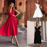 Burgundy Evening Dresses for Weddings Women's Sexy Large Swing Dress Princess Dress