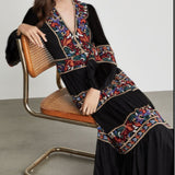 Beth Dutton Bohemian Dress Winter Autumn Maxi Dresses Women's Long Dress Embroidery