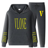 Vlone Hoodie & Pants 2 Piece Set Spring And Autumn Casual Sweater Loose Top