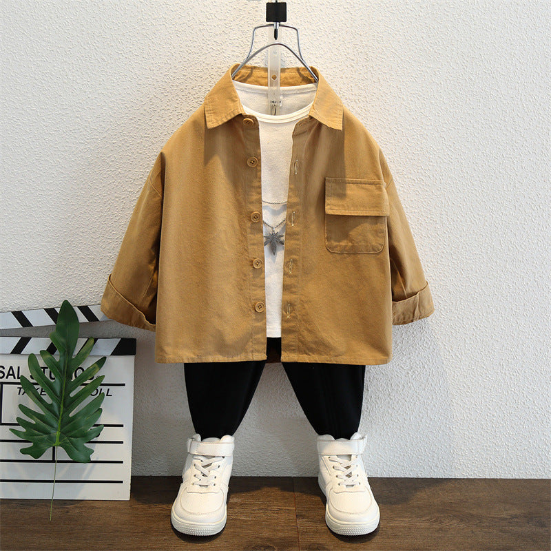 Toddler Boys Sweater Boys' Shirt Shirt Coat Spring and Autumn