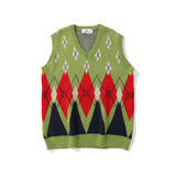 Men Sweater Color Block Jacquard Sweater Vest Coat Men's Sweater Vest