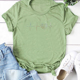 Valentine's Day T Shirt ECG Heart-Shaped Rhinestone Summer Large Size Top