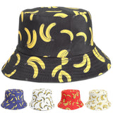 Bucket Hat Fishing Cap Cotton Print Fisherman Hat Fruit Banana Stamp Summer Leisure Sun Hat