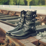 Western Shoes Winter Fleece-Lined Warm Mid-Top Men's Boots Men's Boots Leather Boots