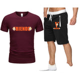 Vlone T Shirts & Shorts 2 Piece Set Large V Printed Short Sleeve Loose Short Sleeve T-Shirt Shorts