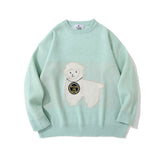 Men Sweater Cartoon Lamb Embroidered Knitwear Men's Long Sleeve Pullover