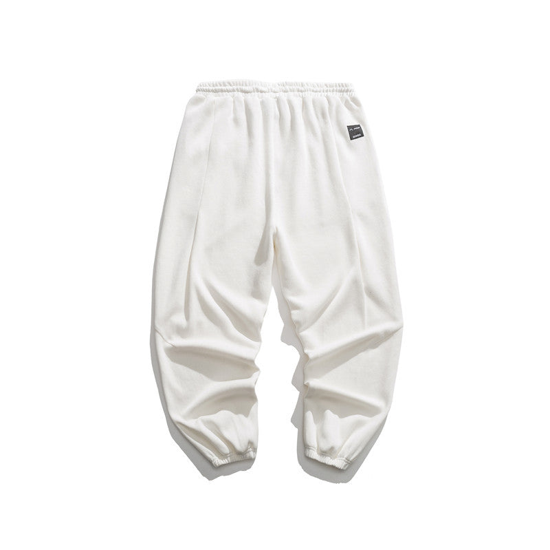 Man Fall Outfis Autumn Simple Solid Color Track Sweatpants Men Wide Leg Leisure Ankle Banded Pants