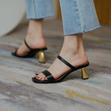 Nude Low Block Heel Thin Belt Square Head