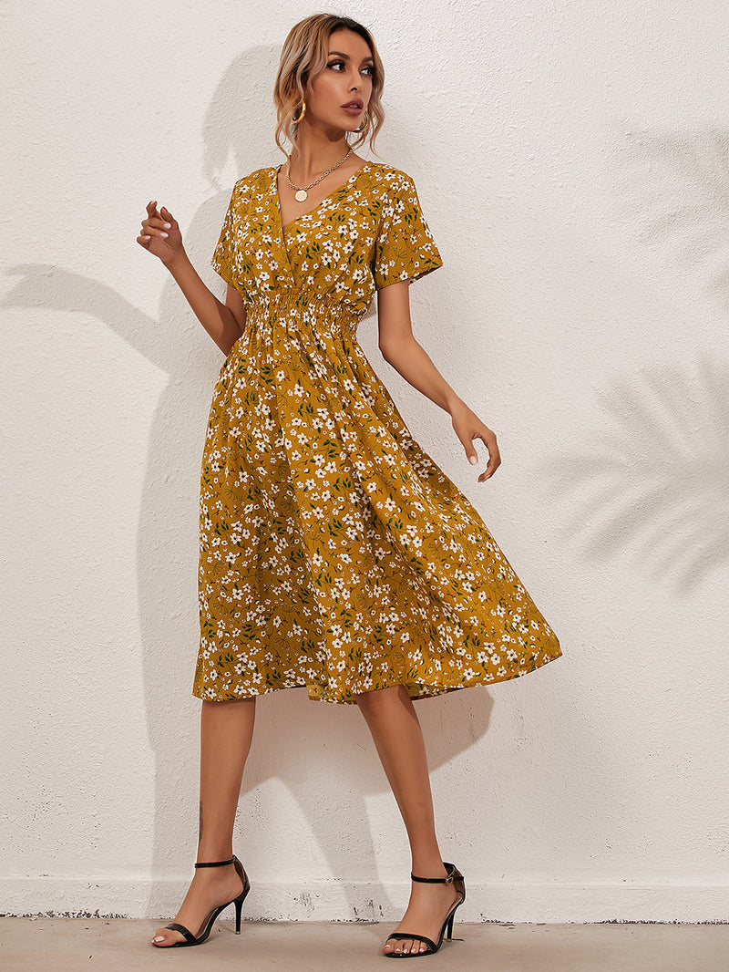 Nine Britton Dress Small Floral Print Short Sleeve