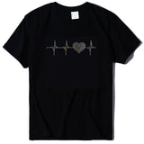 Valentine's Day T Shirt ECG Heart-Shaped Rhinestone Summer Large Size Top
