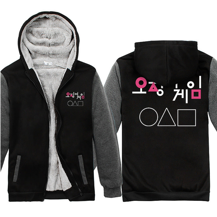 Squid Game Costume Creative Printing Thickened Zipper Sweater