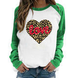 Valentine's Day T Shirt Pattern Heart Printing Long Sleeve Women's T-shirt