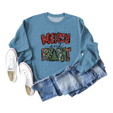 Merry and Bright Sweatshirts Women Autumn and Winter Long-Sleeved Shirt