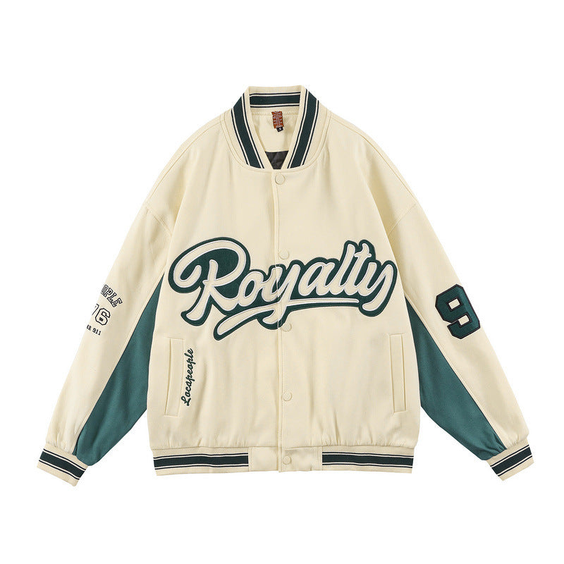 Man Fall Outfits Retro Alphabet Embroidered Baseball Uniform Cotton-Padded Jacket for Men and Women